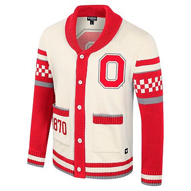 Women's Colosseum Cream Ohio State Buckeyes Wild Collective Button-Up Jacquard Sweater