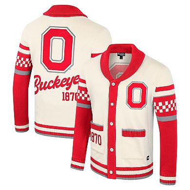 Women's Colosseum Cream Ohio State Buckeyes Wild Collective Button-Up Jacquard Sweater