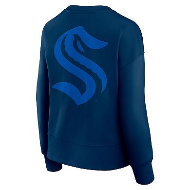 Women's Fanatics Navy Seattle Kraken Elements Flow Pullover Sweatshirt