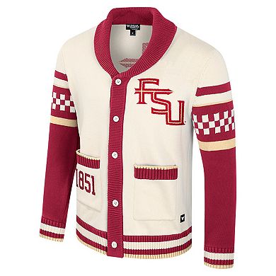 Women's Colosseum Cream Florida State Seminoles Wild Collective Button-Up Jacquard Sweater