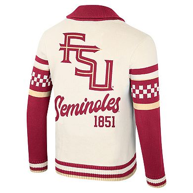 Women's Colosseum Cream Florida State Seminoles Wild Collective Button-Up Jacquard Sweater