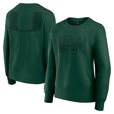 Women's Fanatics Green Miami Hurricanes Supersoft Flow Fleece Pullover Sweatshirt