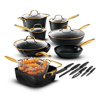 Granitestone Armor Max Gold Hard Anodized Heavy Duty 4-Layer Ultra Release Nonstick 20 pc Cookware Set