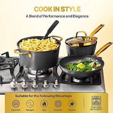 Granitestone Armor Max Gold Hard Anodized Heavy Duty 4-Layer Ultra Release Nonstick 20 pc Cookware Set