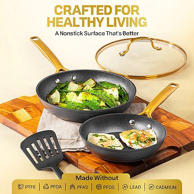 Granitestone Armor Max Gold Hard Anodized Heavy Duty 4-Layer Ultra Release Nonstick 20 pc Cookware Set
