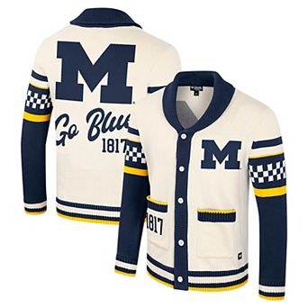 Women's Colosseum Cream Michigan Wolverines Wild Collective Button-Up Jaquard Sweater