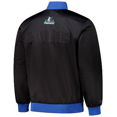 Men's Mitchell & Ness Black Minnesota Timberwolves Hardwood Classics Team OG 3.0 Lightweight Satin Full-Snap Jacket