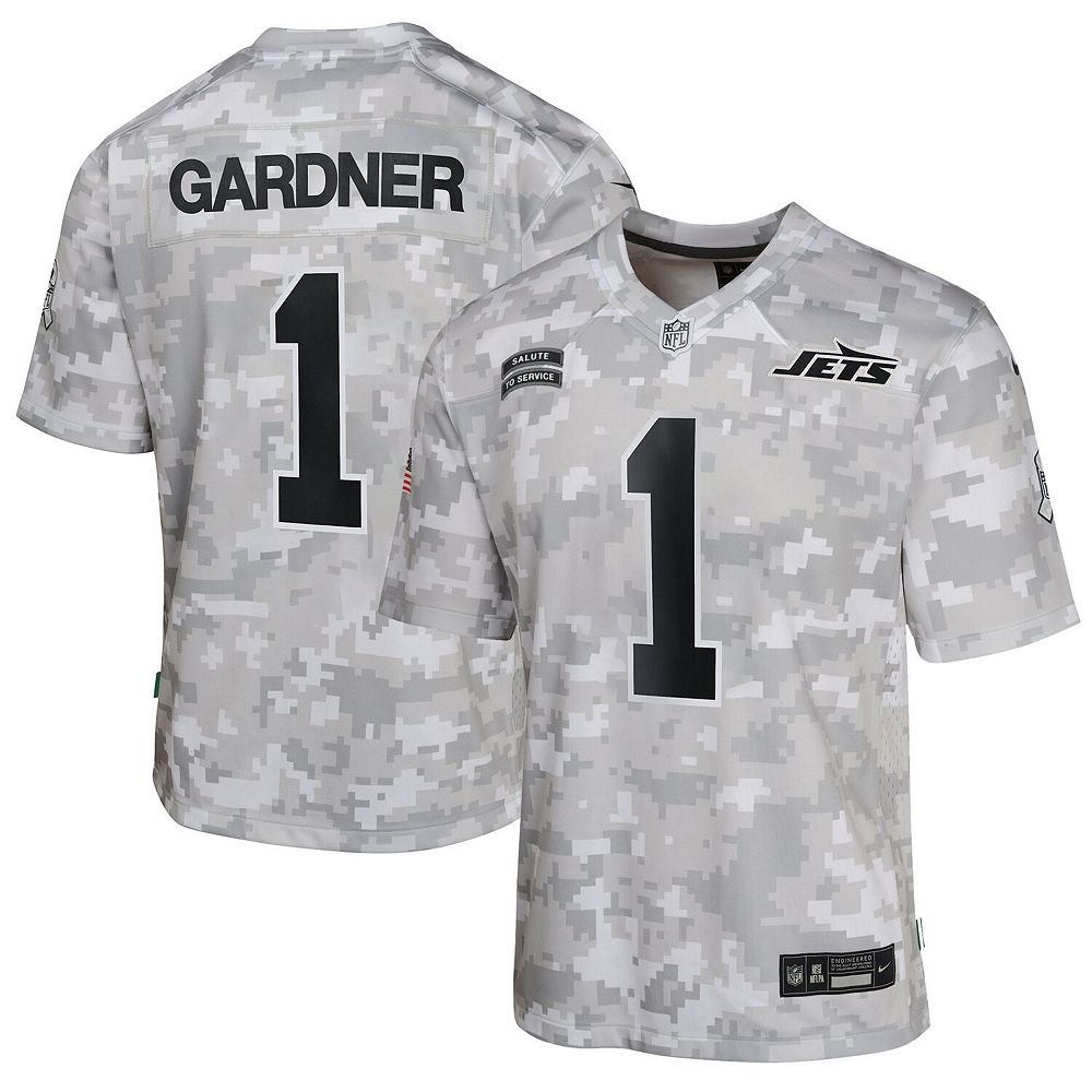 Youth Nike Sauce Gardner Arctic Camo New York Jets 2024 Salute to