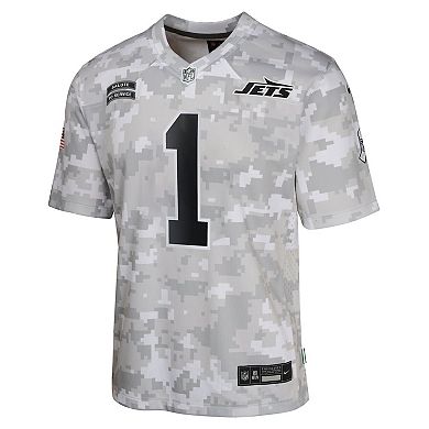 Youth Nike Sauce Gardner Arctic Camo New York Jets 2024 Salute to Service Game Jersey
