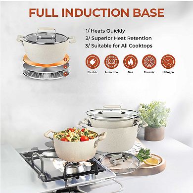 Granitestone Desert Collection 6-Piece Nonstick Nesting Stock Pots Set