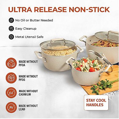 Granitestone Desert Collection 6-Piece Nonstick Nesting Stock Pots Set