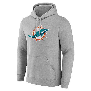 Men's Fanatics Heather Gray Miami Dolphins Deliver Fleece Pullover Hoodie