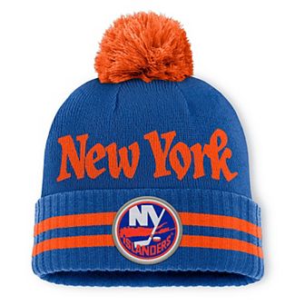 Men's Fanatics Royal New York Islanders Heritage Blind Side Cuffed Knit Hat with Pom