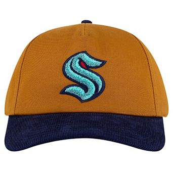 Men's American Needle Tan/Deep Sea Blue Seattle Kraken Burnett Adjustable Hat