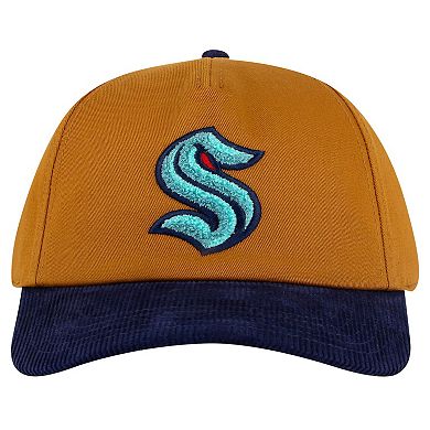 Men's American Needle Tan/Deep Sea Blue Seattle Kraken Burnett Adjustable Hat