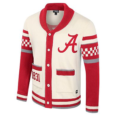 Women's Colosseum Cream Alabama Crimson Tide Wild Collective Button-Up Jacquard Sweater