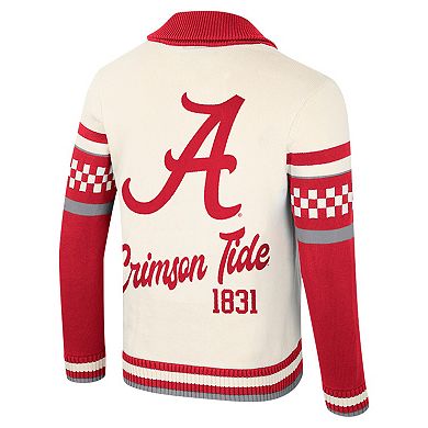 Women's Colosseum Cream Alabama Crimson Tide Wild Collective Button-Up Jacquard Sweater
