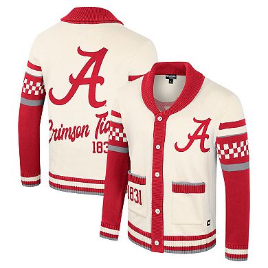 Women's Colosseum Cream Alabama Crimson Tide Wild Collective Button-Up Jacquard Sweater