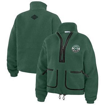 Women's WEAR by Erin Andrews Green Minnesota Wild Polar Fleece Half-Zip Jacket