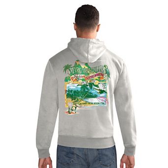 Men's Margaritaville Gray New York Jets Time Flies Garment Dyed Pullover Hoodie