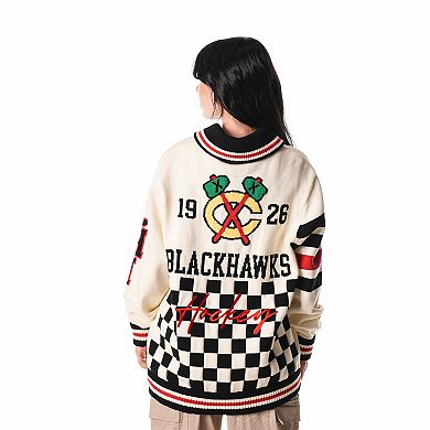 Unisex The Wild Collective Cream Chicago Blackhawks Jacquard Full-Zip Sweater
