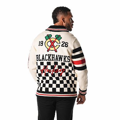 Unisex The Wild Collective Cream Chicago Blackhawks Jacquard Full-Zip Sweater