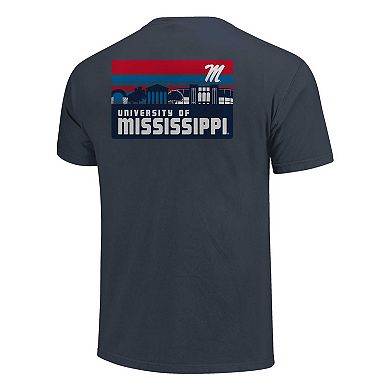 Men's Navy Ole Miss Rebels Striped Campus Skyline T-Shirt