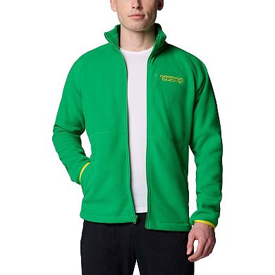 Men's Columbia Green Oregon Ducks Flanker IV Fleece Raglan Full-Zip Jacket