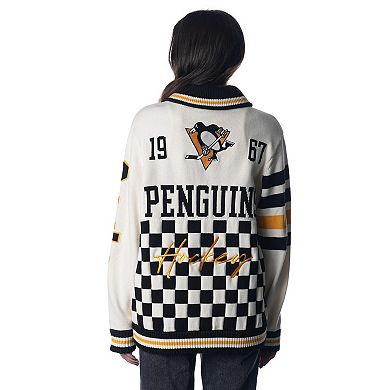 Unisex The Wild Collective Cream Pittsburgh Penguins Jacquard Full-Zip Sweater