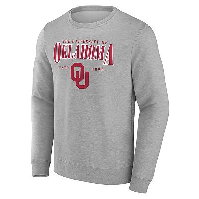 Men's Fanatics Gray Oklahoma Sooners True Classics Act Fast Fleece Pullover Sweatshirt