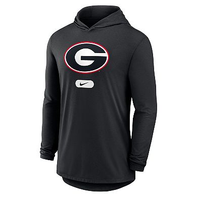 Men's Nike Black Georgia Bulldogs Lightweight Performance Long Sleeve Hoodie T-Shirt