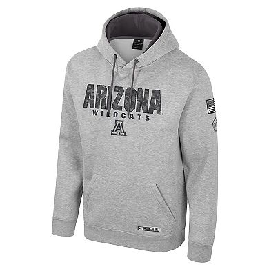 Men's Colosseum Heather Gray Arizona Wildcats Oorah OHT Military Appreciation Pullover Hoodie