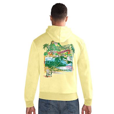 Men's Margaritaville Gold New Orleans Saints Time Flies Garment Dyed Pullover Hoodie