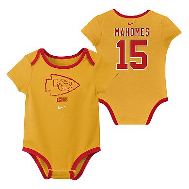 Newborn & Infant Nike Patrick Mahomes Kansas City Chiefs Name & Number 3-Pack Bodysuit Set