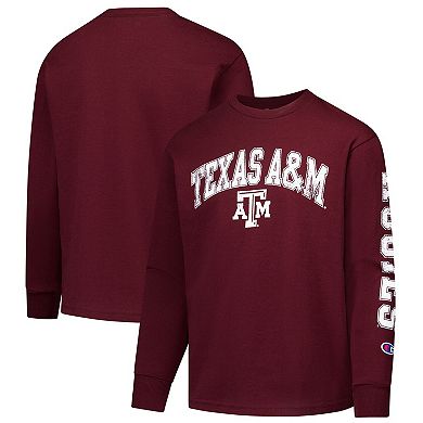 Youth Champion Maroon Texas A&M Aggies Distressed Arch Over Logo Long Sleeve T-Shirt
