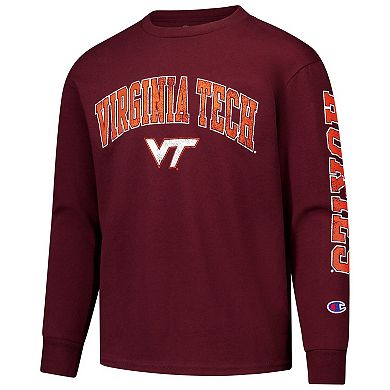 Youth Champion Maroon Virginia Tech Hokies Distressed Arch Over Logo Long Sleeve T-Shirt