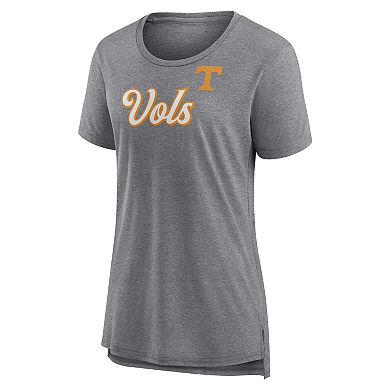 Women's Fanatics Gray Tennessee Volunteers Heritage Past Script Tri-Blend T-Shirt