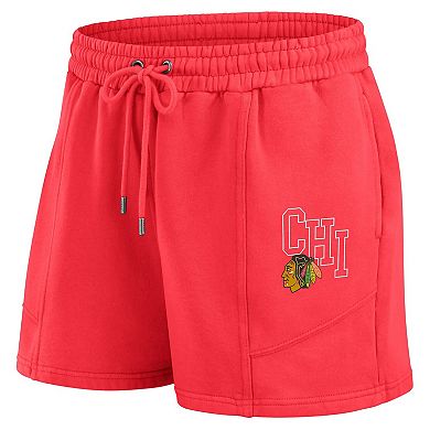 Women's WEAR by Erin Andrews Red Chicago Blackhawks Washed Fleece Sweatshirt & Shorts Lounge Set