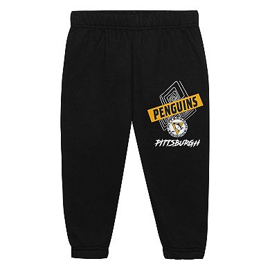 Toddler Mitchell & Ness Pittsburgh Penguins Two-Piece Oversized Block Buster Fleece Sweatshirt & Pants SetSet
