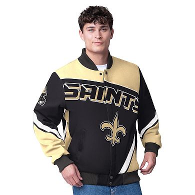 Men's G-III Extreme Black New Orleans Saints Maximum Racing Full-Snap Jacket
