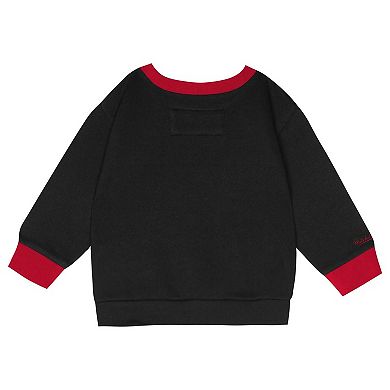 Toddler Mitchell & Ness Chicago Blackhawks Two-Piece Oversized Block Buster Fleece Sweatshirt & Pants SetSet