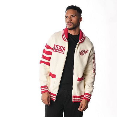 Unisex The Wild Collective Cream Detroit Red Wings Jacquard Full-Zip Sweater