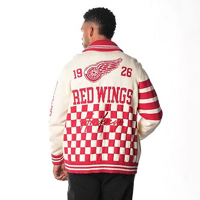Unisex The Wild Collective Cream Detroit Red Wings Jacquard Full-Zip Sweater