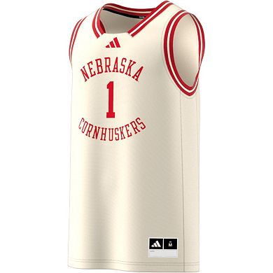 Men's adidas #1 Cream Nebraska Huskers Replica Swingman Jersey