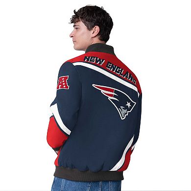 Men's G-III Extreme Navy New England Patriots Maximum Racing Full-Snap Jacket