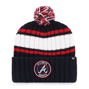 Men's '47 Navy Atlanta Braves Plateau Cuffed Knit Hat with Pom