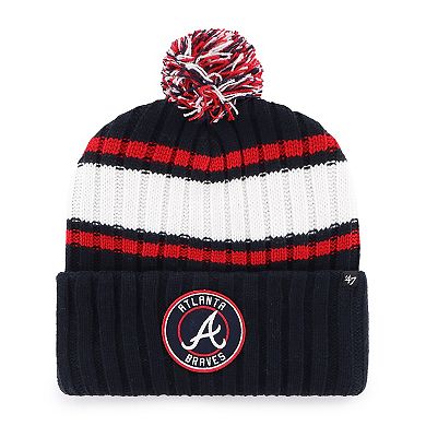 Men's '47 Navy Atlanta Braves Plateau Cuffed Knit Hat with Pom