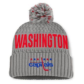 Women's Fanatics Gray Washington Capitals Heritage Tilly Cuffed Knit Hat with Pom