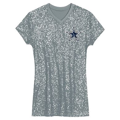 Girls Youth��Micah Parsons Silver Dallas Cowboys Sequin Player Name & Number V-Neck Dress