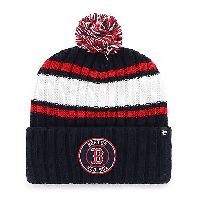 Men's '47 Navy Boston Red Sox Plateau Cuffed Knit Hat with Pom